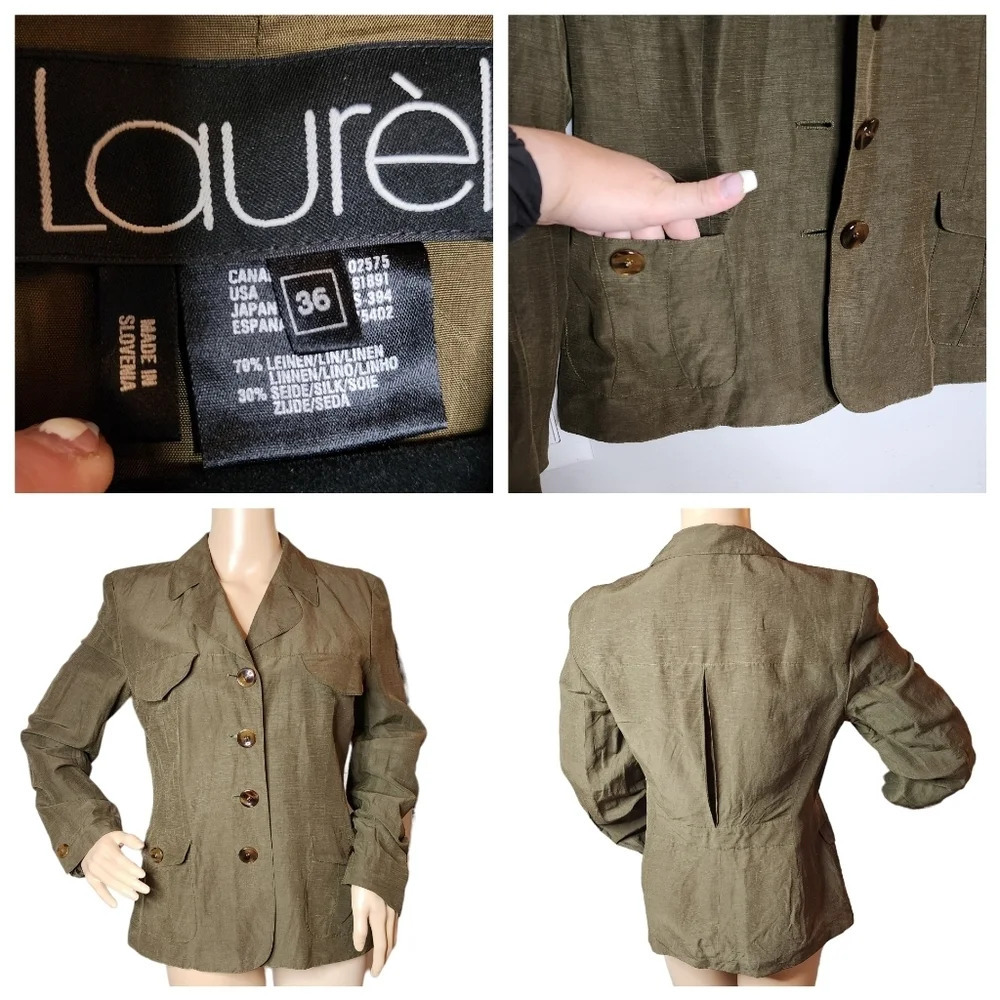 LINEN/SILK Laurel green blazer,‎  shacket.